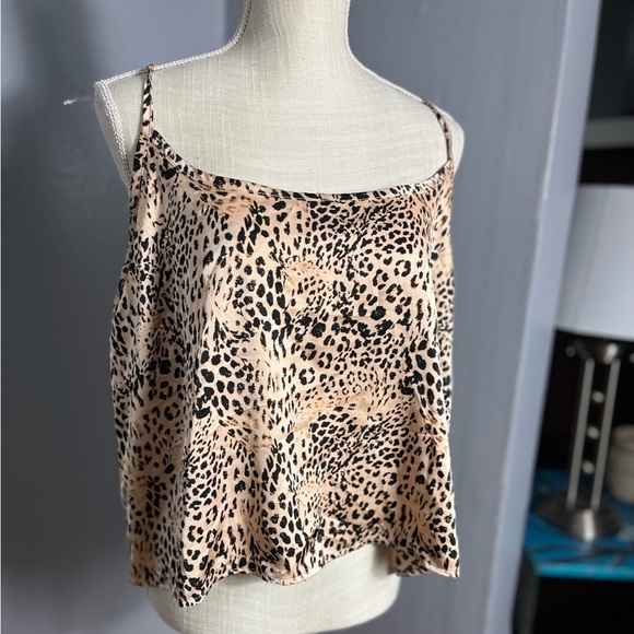Forever 21 Animal Print Cropped Cami 3x scandi girl neutral summer festi staple - Picture 1 of 5